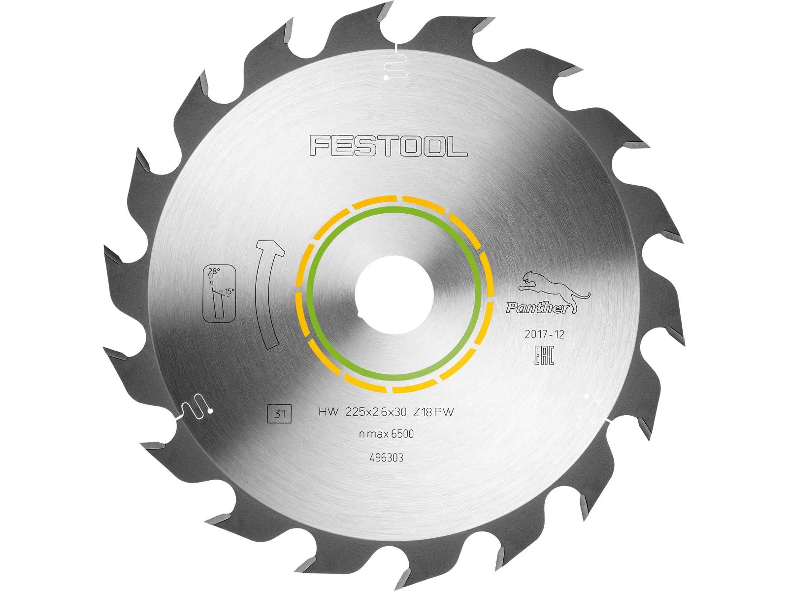 Пильный диск Festool HW 225x2,6x30 PW18 WOOD RIP CUT, арт. 496303 - Image 2